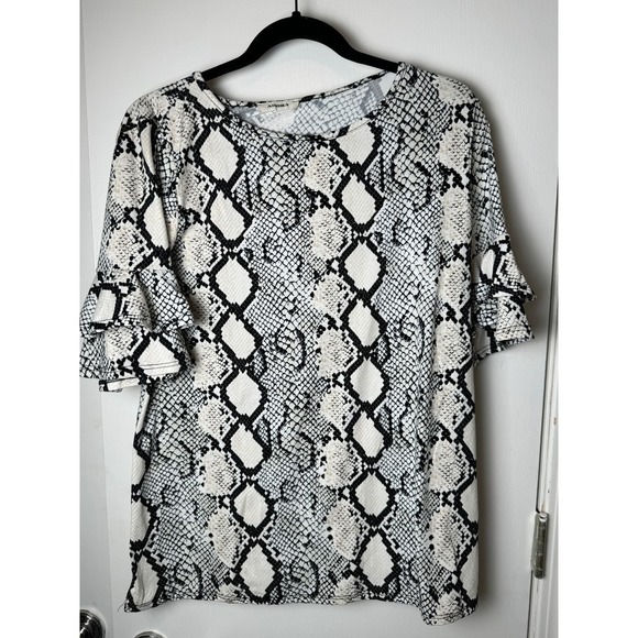 Adora snakeskin shirt with ruffle sleeves - Picture 1 of 3